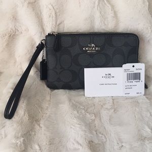 NWT Authentic Coach Double Corner Zip Wristlet